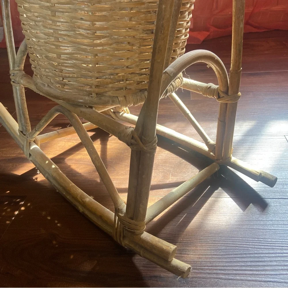 RARE Vintage 70’s Franco Albini Style Wicker Rocking Horse Basket